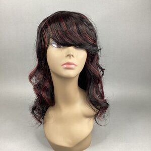Angel Wig #F1B/118 Off Black Burgundy Long Body Wave Classic Cap Adjustable Synt